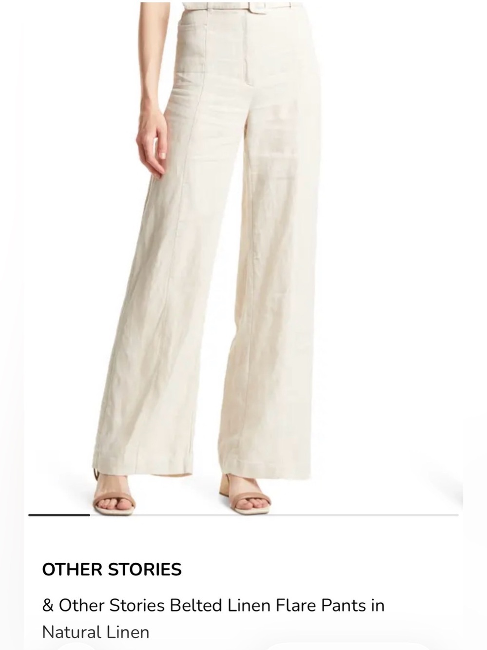 Cream High-Waist Wide Leg Pants with Matching Belt waist 13, rise 12 inseam 31